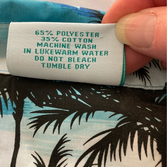 Jade Fashions Hawaiian Shirt Mens Size L Blue Green Palm Trees Made in Hawaii - Picture 6 of 6